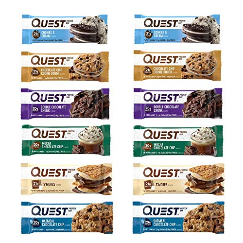 Product Cover Quest Nutrition Protein Bar Fan Favorite's Variety Pack. Low Carb Meal Replacement Bar with 20 gram+ Protein. High Fiber, Gluten-Free (12 Count)