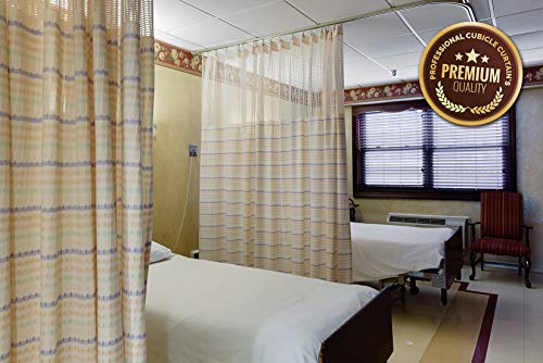 Product Cover Hospital Curtain, Quality Cubicle Curtain, Flame Resistance Medical Curtain Bed Divider, Privacy Curtain - Machine washable, Anti-Bacterial, Flame Retardant with Mash top & grommets 12' Wide X 8' long