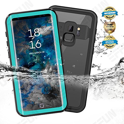 Product Cover EFFUN Samsung Galaxy S9 Waterproof Case, IP68 Certified Waterproof Underwater Cover Dust/Snow/Shock Proof Case with Phone Stand, PH Test Paper and Floating Strap for Samsung Galaxy S9 Aqua Blue