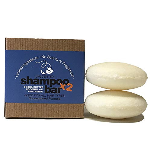Product Cover Whiff Shampoo Bars, x2 Savings, Unscented: 4 Ingredients; Made USA, Rich Lather, Pure Oils; Free from Harmful Additives, Fragrances, Scents and Colorings; Moisturizing, Concentrated Formula