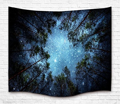 Product Cover Tapestry Wall Hanging Tapestry Galaxy Tapestry Milky Way Tapestry Starry Tapestry Forest Starry Sky Tapestry Tree Tapestry Bedspread Throw Blanket Home Room Wall Decor (10#forest Sky, XL70.8