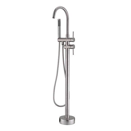 Product Cover Artiqua Freestanding Tub Filler Bathtub Faucet Brushed Nickel Floor Mounted Faucets with Handheld Shower