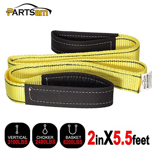 Product Cover Premium 2 Pcs Crane Towing Strap Durable 3400Dtex - Heavy Duty Web Sling - Corrosion Resistance Polyester Industrial Flat Eye-Eye Ropes (5.5feet x 2inch)