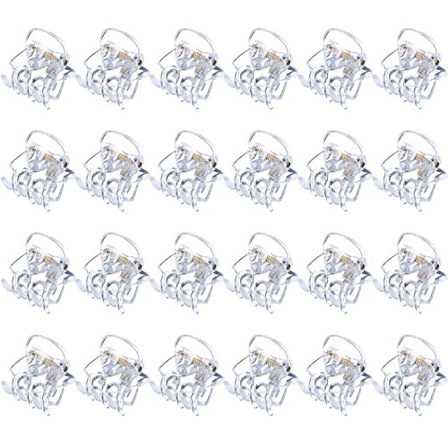 Product Cover 24 Pieces Mini Hair Clips Plastic Hair Claws Pins Clamps for Girls and Women (Clear)