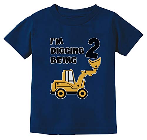 Product Cover 2nd Birthday - Bulldozer Construction Party Toddler Toddler/Infant Kids T-Shirt 2T Navy