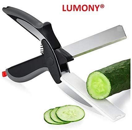 Product Cover LUMONY® Original Clever Cutter - 2 in 1 Superior Quality Kitchen Knife with Spring Action - Cleaver Cutter Comes with Locking Hinge (Made in India)