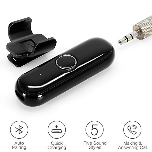 Product Cover ULBRE BT Adapter Bluetooth Dongle for Headphones Stereo Car, Wearable Low Latency Audio Receiver w Clip n Microphone, Wireless Portable 3.5mm Aux Kit for Earphone, Headset, Speaker, Sport, Answer Call