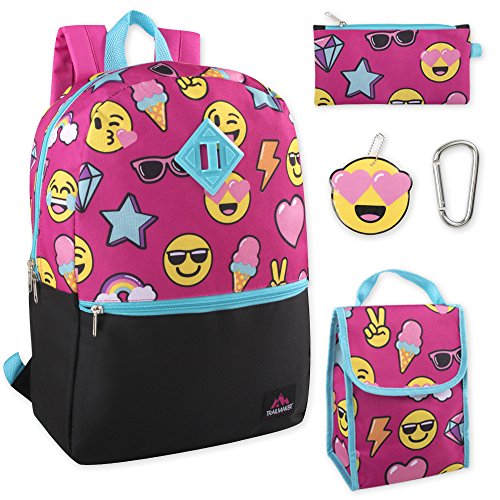 Product Cover Trail maker 5 in 1 Full Size Character School Backpack and Lunch Bag Set For Girls (Smiles)