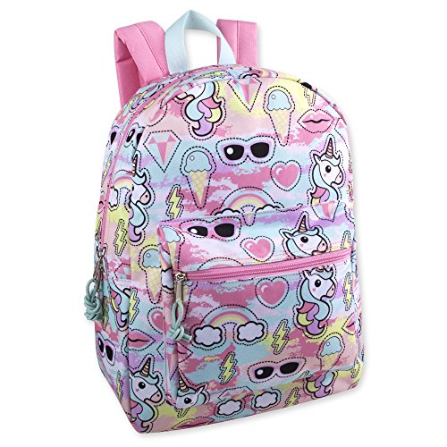 Product Cover Trail maker Girls' All Over Printed Backpack 17 Inch With Padded Straps (Unicorns)