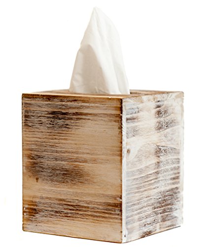 Product Cover Tissue Box Holder | Rustic Facial Tissues Cube Box Cover Wood with Slide-Out Bottom Panel