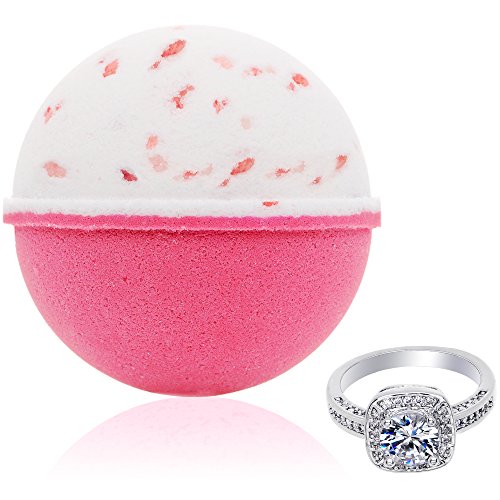 Product Cover Bath Bomb with Surprise Size Ring Inside - Pink Himalayan Sea Salt Extra Large 10 oz. Bath Bombs with Jewelry - Hand Made in USA - Perfect for Spa & Bubble Bath. Great Gift for Birthday, Mothers Day