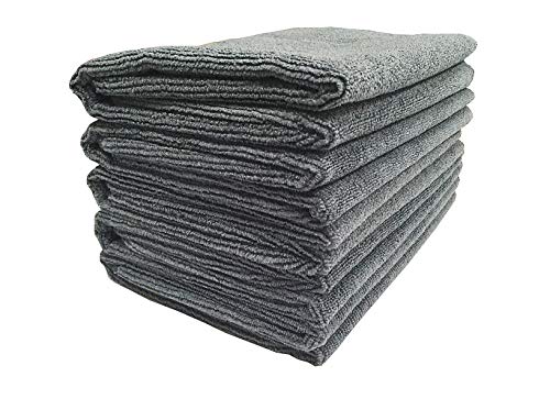 Product Cover SOFTSPUN Microfiber Cleaning Cloths, 5pcs 40x60cms 340GSM Grey! Highly Absorbent, Lint and Streak Free, Large Multi -Purpose Wash Cloth for Kitchen, Car, Window, Stainless Steel, silverware.