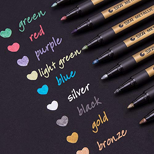Product Cover Dyvicl Metallic Markers Paint Marker Pens - Medium Point Metallic Permanent Markers for Rock Painting, Black Paper, Gift Card Making, Scrapbooking, Fabric, Metal, Ceramics, Wine Glass, Set of 9