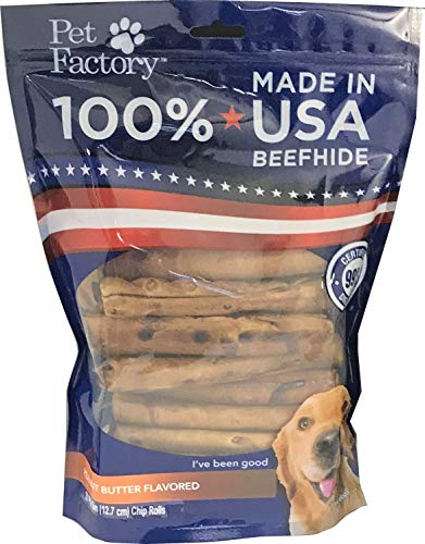 Product Cover Pet Factory 78130 Beefhide | Dog Chews, 99% Digestive, Rawhides to Keep Dogs Busy While Enjoying, 100% Natural, Peanut Butter Flavored Rolls, Pack of 20 in 5