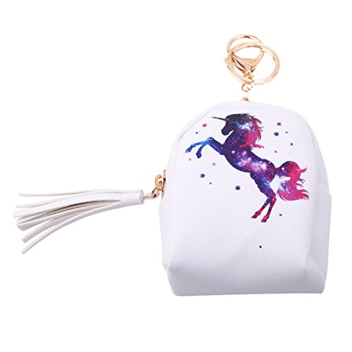 Product Cover VWH Women PU Unicorn Mini Wallet Key with Zipper Card Holder Purse Clutch Bags (style5)