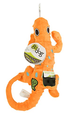 Product Cover goDog Amphibianz Salamander with Chew Guard Technology Bubble Plush Squeaker Dog Toy, Medium, Orange