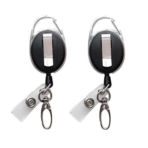 Product Cover Retractable Badge Reel with Claw Clasp and Clip for Id Card Holders (2Pack)