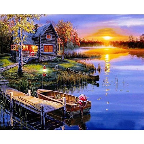 Product Cover TOCARE Paint by Numbers for Adults Acrylic Oil Painting by Numbers Kit On Canvas, 16x20inch Countryside in Sunset Pattern
