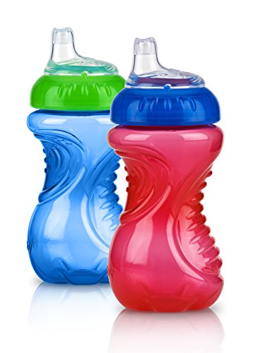 Product Cover Nuby 2 Piece No Spill Easy Grip Trainer Cup 10 oz, Blue/Red