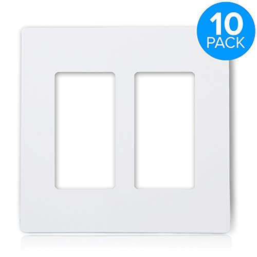 Product Cover Maxxima 2 Gang Decorative Outlet Screwless Wall Plate, White, Multi Outlet, Standard Size (Pack of 10)