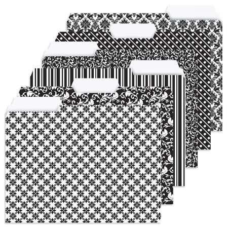 Product Cover 24 Elegant Black File Folder Value Pack - Set of 24 (6 Designs) 1/3 Cut Staggered Tabs, Letter-Size Designed Folders