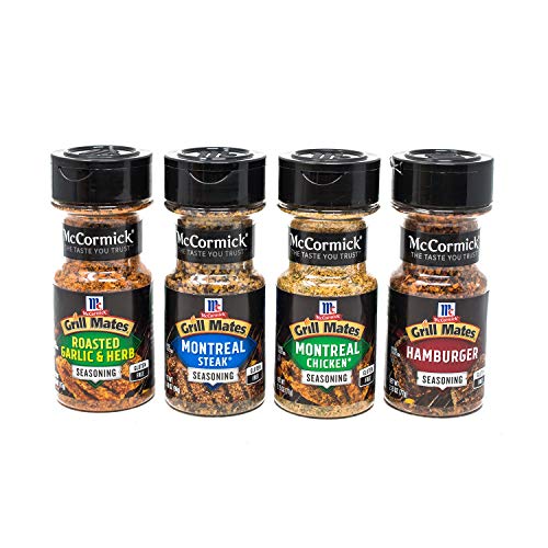 Product Cover McCormick Grill Mates Spices, Everyday Grilling Variety Pack (Montreal Steak, Montreal Chicken, Roasted Garlic & Herb, Hamburger), 4 Count