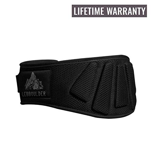 Product Cover LEBBOULDER Weightlifting Belt for Olympic Lifting, with Contoured Back Support, 6 Inches Wide, Black, Men and Women