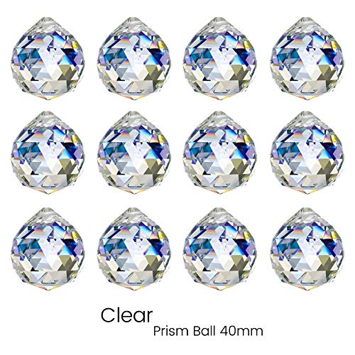 Product Cover KARSLORA 40mm Glass Crystal Ball Prism Rainbow Maker Feng Shui Lamp Hanging Drop Chandelier Pendants Window Suncatchers, 12 Pack, Clear