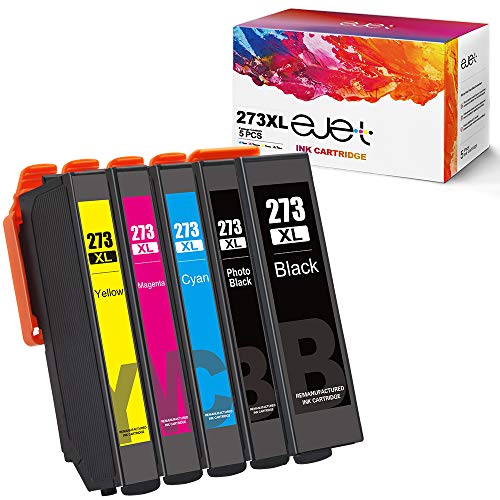 Product Cover ejet Remanufactured Ink Cartridge Replacement for Epson 273XL 273 to use with XP-800 XP-810 XP-820 XP-600 XP-610 XP-620 XP-520 Printer (1 Black, 1 Photo Black， 1 Cyan, 1 Magenta, 1 Yellow) 5 Pack