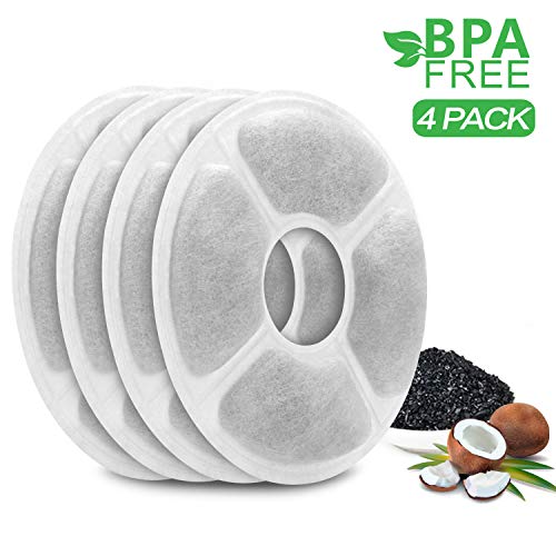 Product Cover MOSPRO Carbon Replacement Filters for Pet Fountain - 4 Packs for Automatic Flower Water Dispenser Compatible for Cats and Dogs
