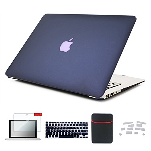 Product Cover Se7enline Macbook Air 11 Case Soft Touch Plastic Hard Case for Macbook Air 11.6 inch Model A1370, A1465 with Accessories Laptop Sleeve Bag, Keyboard Cover, Screen Protector, Dust plug, Navy Peony/Blue