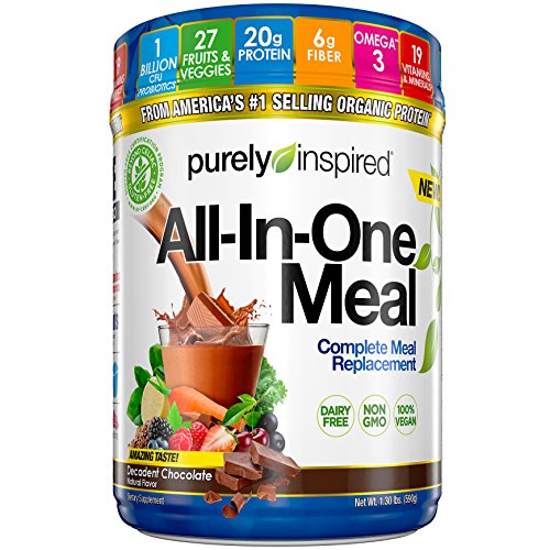 Product Cover Purely Inspired All-in-One Meal Meal Replacement Shake Powder, Vegan, 20g Protein with Fiber, Vitamins, Minerals & Probiotics, Decadent Chocolate, 15 Servings (1.3lbs)