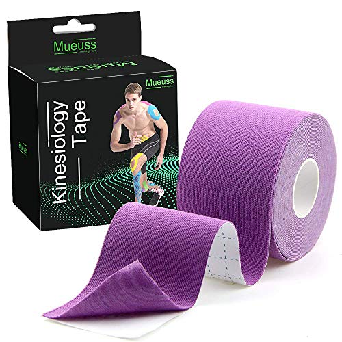 Product Cover MUEUSS Kinesiology Tapes Uncut Waterproof Hypoallergenic Breathable Elastic Roll for Knee Ankle Muscles Elbow Shoulder Latex Free 16.5 ft (Purple (1 pc/Set))