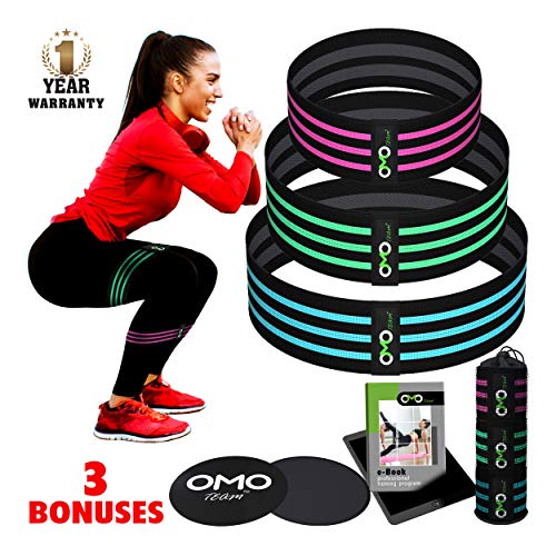 Product Cover Booty Bands, Resistance Bands for Legs and Butt, Resistance Bands,Hip Resistance Bands, Workout Gear Exercise Program, Hip Circle Resistance Band,Cloth Resistance Bands,set of 3+Gliding Discs+Mesh Bag