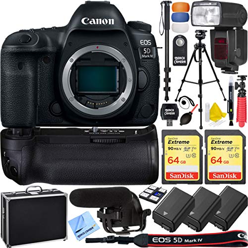 Product Cover Canon 5D Mark IV EOS Full Frame DSLR Camera Body Triple Battery and Battery Grip Complete Video Recording Bundle