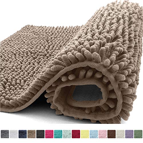 Product Cover Kangaroo Plush Luxury Chenille Bath Rug, 30x20, Extra Soft and Absorbent Shaggy Bathroom Mat Rugs, Washable, Strong Underside, Plush Carpet Mats for Children's Tub Shower and Bath Room, Beige