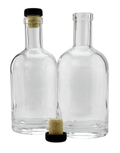 Product Cover 12-Ounce Liquor Bottles (2-Pack); Clear Glass Bottles w/T-Top Synthetic Corks