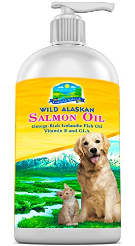 Product Cover Fairfield Naturals Omega 3 Pet Fish Oil for Dogs & Cats - Organic Wild Alaskan Salmon Fish Oil | Supports Joint Function, Immune & Heart Health - All Natural DHA & EPA Fatty Acids for Skin & Coat 8oz