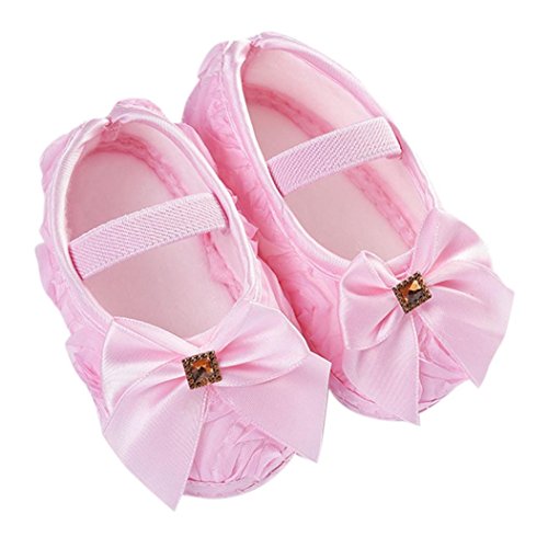 Product Cover Newborn Walking Shoes,Kimanli Toddler Kid Baby Girl Rose Bowknot Elastic Band (6~12months, Pink)