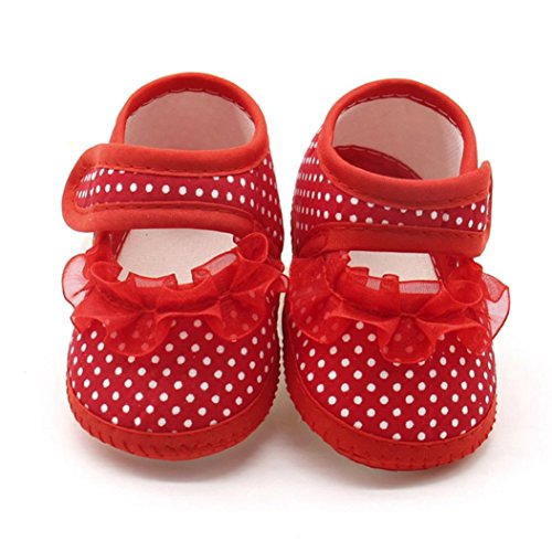 Product Cover Casual Flats Shoes,Kimanli Newborn Infant Baby Dot Lace Girls Soft Sole Warm (3~6 months, Red)