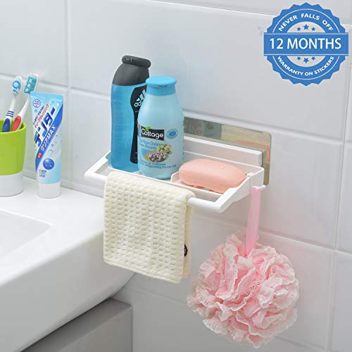 Product Cover HOKIPO® Multifunctional Magic Sticker Series Self Adhesive Bathroom Shelves Stoarge Tray - Soap Dish with Towel Rod Napkin Holder