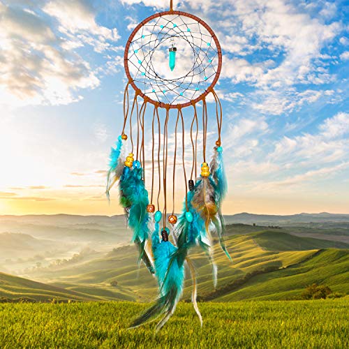 Product Cover SIKEMAY Dream Catcher - Handmade Exquisite Feather Beaded Dream Catcher for Kids/Cars/Bedroom - Indians Traditional Art Wall Hanging Home Decoration