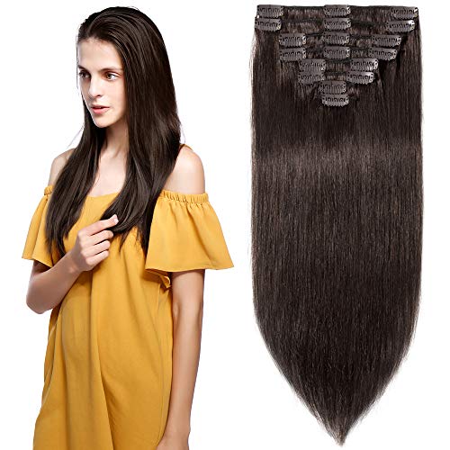 Product Cover Clip in Hair Extensions Human Hair Full Head 8 Pieces 18 Clips 100% Real Silky Human Hair 13