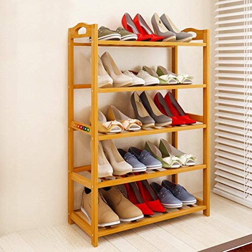 Product Cover Livzing 5-Tier Multiuse Bamboo Wooden Shoe Rack Slipper Stand Chappal Shelf Household Storage Holder Organizer