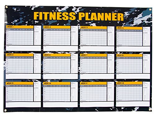 Product Cover Juvale Dry Erase Weekly Planner - 12 Weeks Fitness Planner for Workout Exercise Log, Weight Loss Program, Bodybuilding, Cross-Fit, and Gym Training Progress Tracking, 24 x 17 Inches