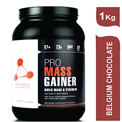 Product Cover Mypro Sport Nutrition High Protein Pro Mass Gainer Supplement Powder (21g Protein,3g BCAA, 382g Calories, 73g Carbohydrates,23g Vitamins & Minerals, Creatinine Monohydrate Total Serving - 33 Scoops) Belgium Chocolate Flavor For Men & Women