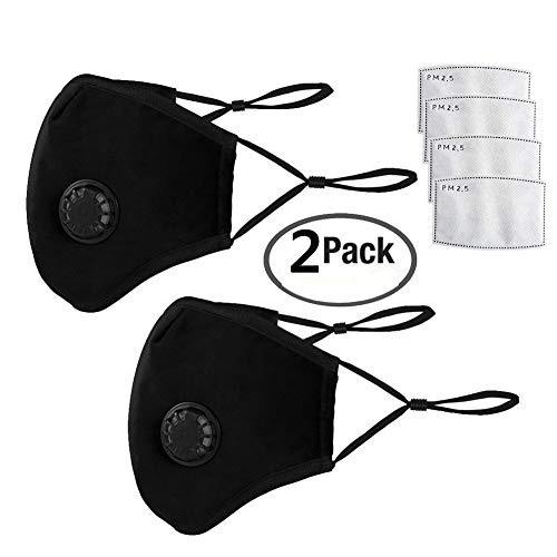 Product Cover N95 N99 Anti Air Dust and Smoke Pollution Mask Washable PM2.5 Masks with Adjustable Straps, Air Filter Mask for Pollution Smoke Allergy Mask for Women Man Black (2 PCS Black)