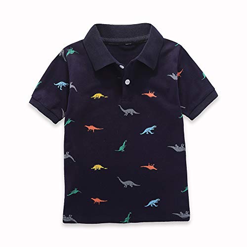 Product Cover Motteecity Fashion Boys Turndown Collar Dino Printed Polo Shirt