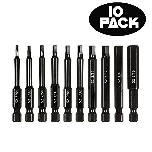 Product Cover Hex Head Allen Wrench Drill Bit Set (HUGE 10 PACK WITH STORAGE CASE) - Magnetic Tips - Quick Release Shank for Easy Attachment - Solid S2 Steel Alloy - 2.3