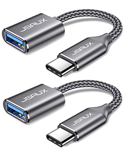 Product Cover USB C to USB Adapter [2 Pack], JSAUX USB Type C Male to USB 3.0 Female OTG Cable Thunderbolt 3 to USB Adapter Compatible with MacBook Pro/MacBook Air 2019 2018 2017, Surface Go,and More Type-C Devices